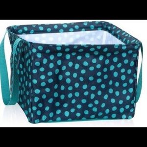 Thirty one square utility tote- navy lots of dots